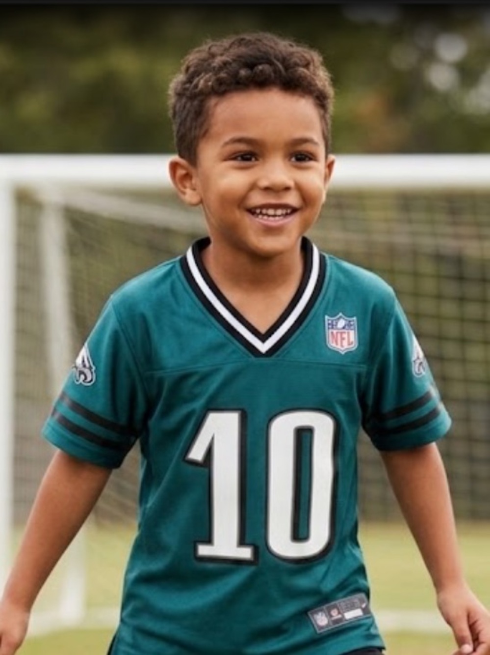 Fabletics Teal Short-Sleeve Kids Jersey with White Number 10
